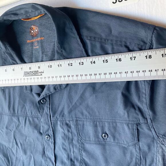 Mountain and Isles Men Stretchy Short Sleeve Fit Button Down Shirt size XL, Blue - Picture 2 of 8